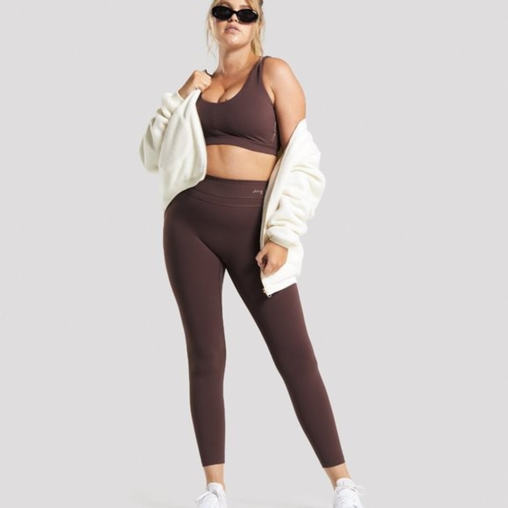 Whitney Simmons x Gymshark V2 Chocolate Cherry Leggings Sports Bra Set